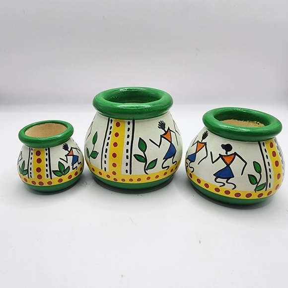 3 Wooden Matki Pot Set - 1.5"-2.5" - Picture 1 of 6